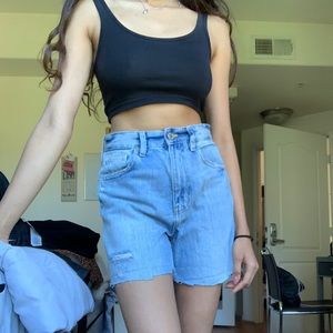 Zara Denim Shorts Distressed high waisted